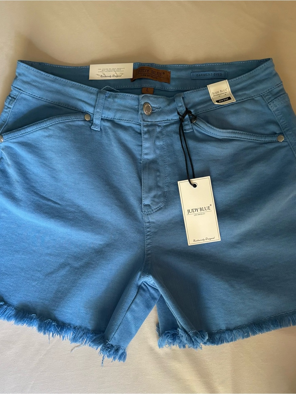 Judy Blue Women's Sky Blue Frayed Hem Denim Shorts